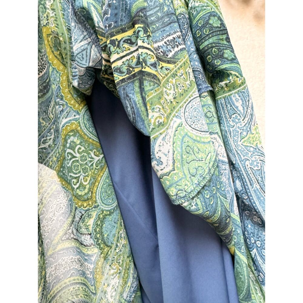 London Times Blue Green Zippered Paisley Print Maxi Dress Women's 8 Medium - Picture 13 of 14